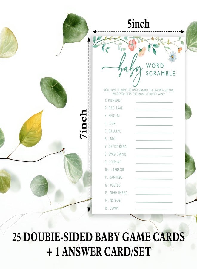 ISOVF 25 Spring Floral Baby Shower Games with 1 Answer Card (5"x7") - 2 Games Double-Sided - Oh Baby True or False & Word Scramble Game - Spring Theme Gender Neutral Party and Supplies(J10) - Image 4